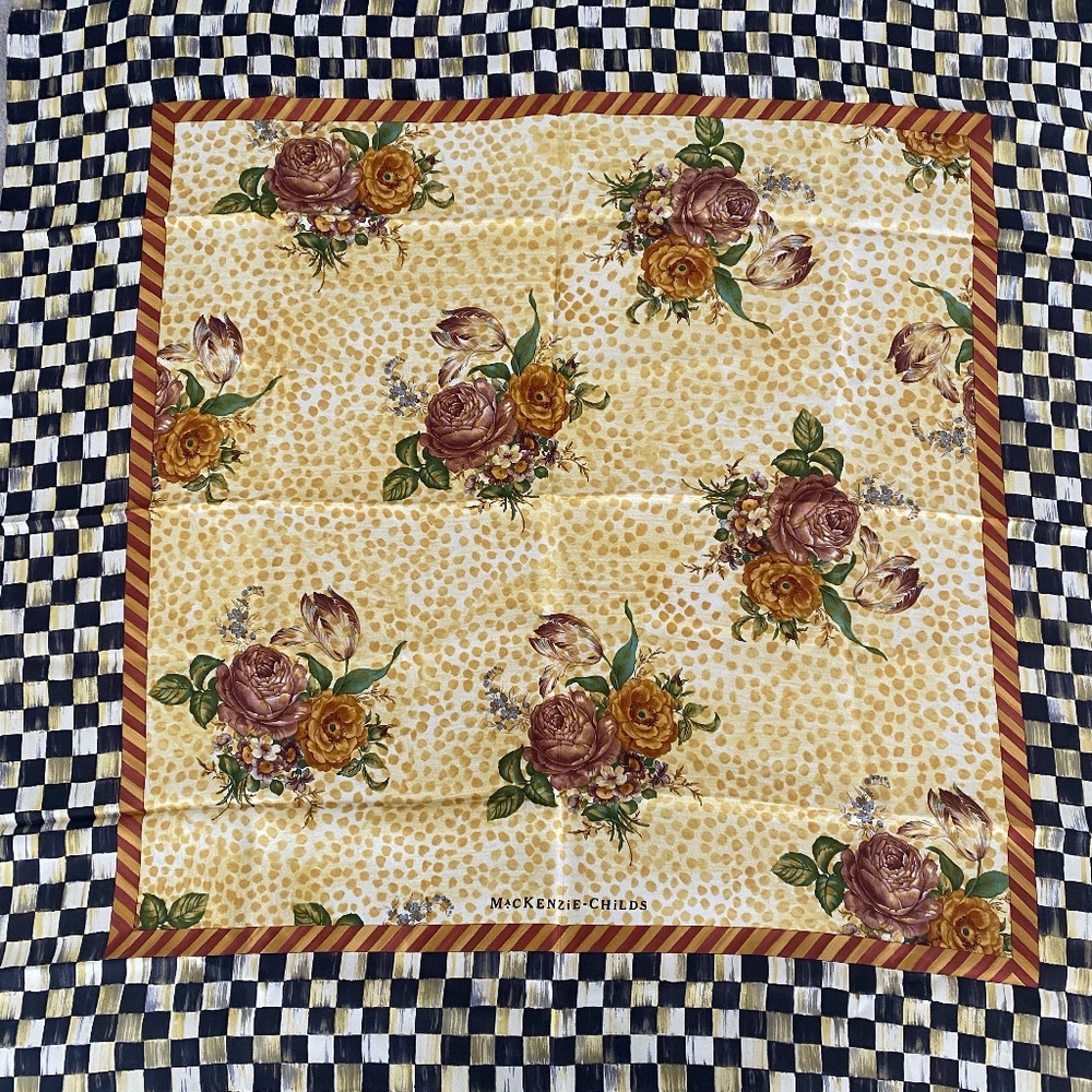 MacKenzie Childs Silk Scarf RARE FIND Courtly Check 100% Silk